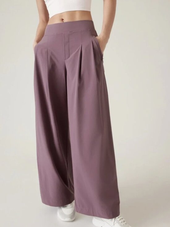 Athleta Pants - Athleta Brooklyn Heights High Rise Wide Trouser  Color Damask Mauve
